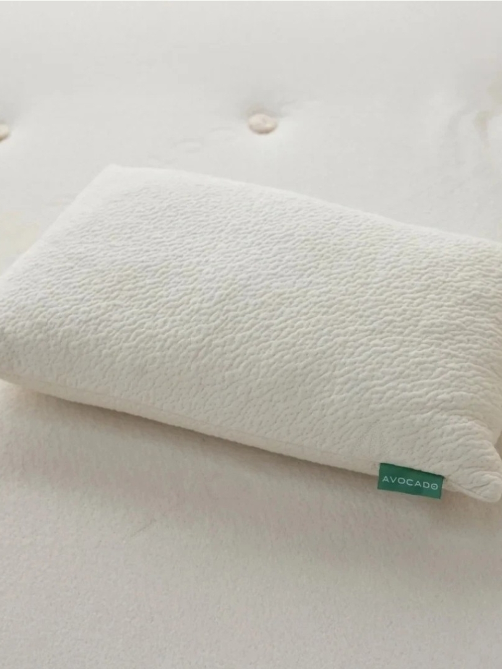 New Queen avocado Cream Plush Support Pillow with Green Brand Tag